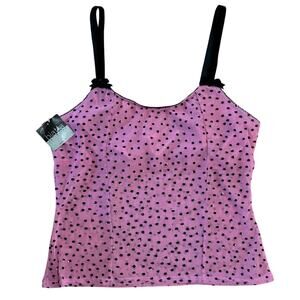 Biatta Pink Velvet Mesh Polka Dot Camisole Women's Size Med Adjustable Strap NWT